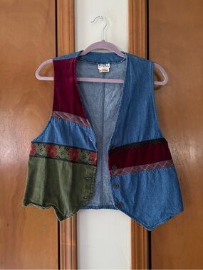 Koret Denim Vest with Plum Trim